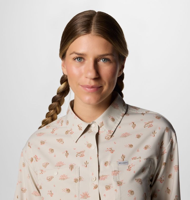 Women's Silver Ridge Utility Patterned Long Sleeve Shirt, Color: Dark Stone Deserted, image 4