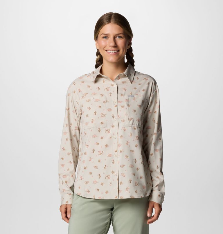 Women's Silver Ridge Utility Patterned Long Sleeve Shirt, Color: Dark Stone Deserted, image 1