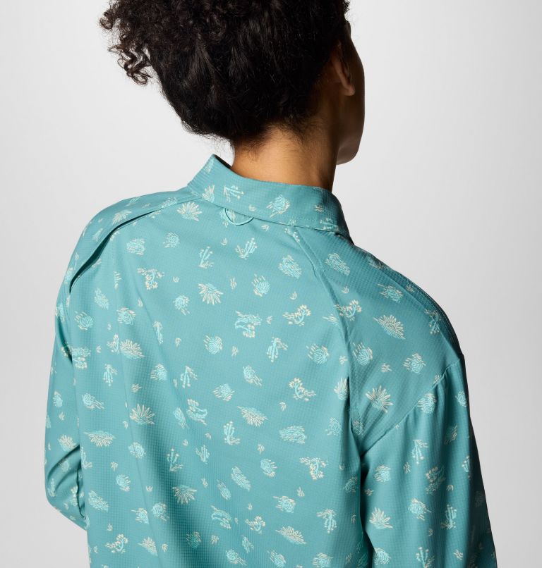 Women's Silver Ridge Utility Patterned Long Sleeve Shirt, Color: Teal Deserted, image 5