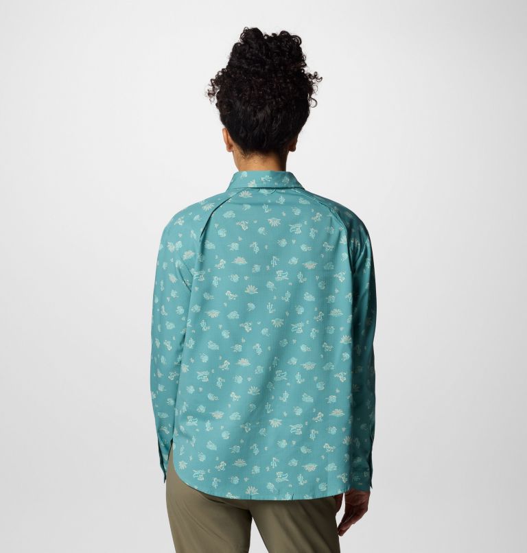 Women's Silver Ridge Utility Patterned Long Sleeve Shirt, Color: Teal Deserted, image 2