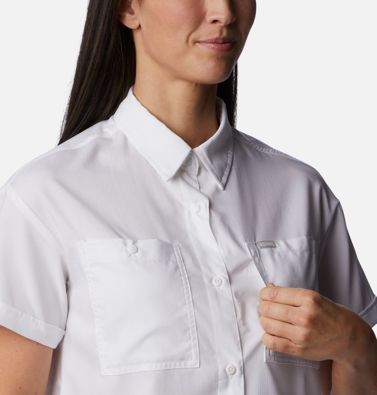 Thumbnail: Women's Silver Ridge Utility Short Sleeve Shirt, Color: White, image 6