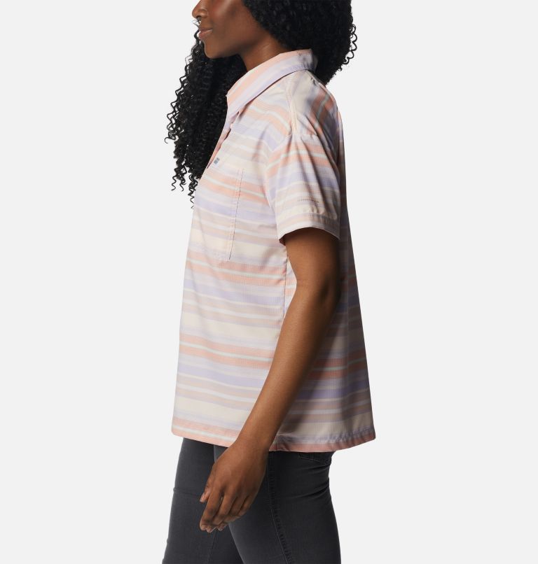 Women's Silver Ridge Utility Short Sleeve Shirt, Color: Peach, Painted Hills Stripe, image 3