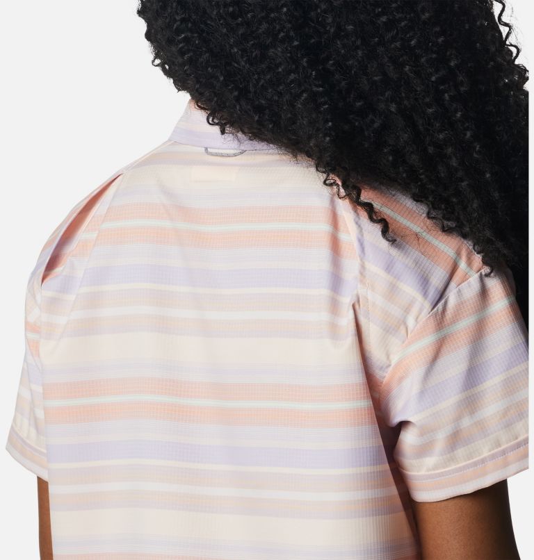 Women's Silver Ridge Utility Short Sleeve Shirt, Color: Peach, Painted Hills Stripe, image 6