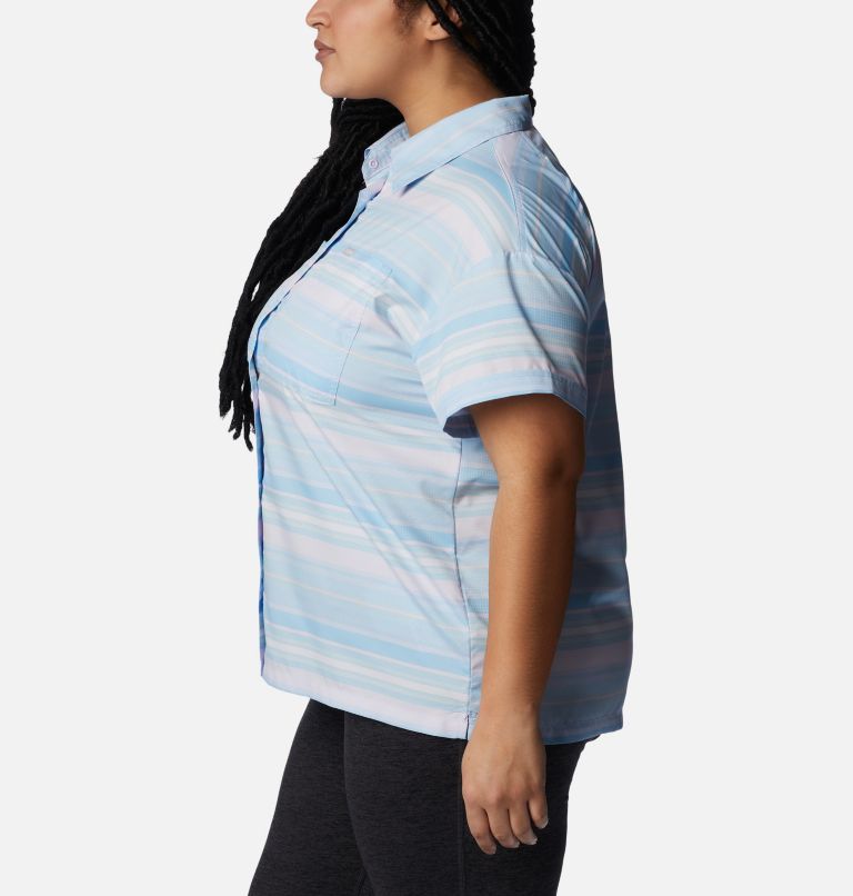 Thumbnail: Women's Silver Ridge Utility Short Sleeve Shirt - Plus Size, Color: Purple Tint, Painted Hills Stripe, image 3