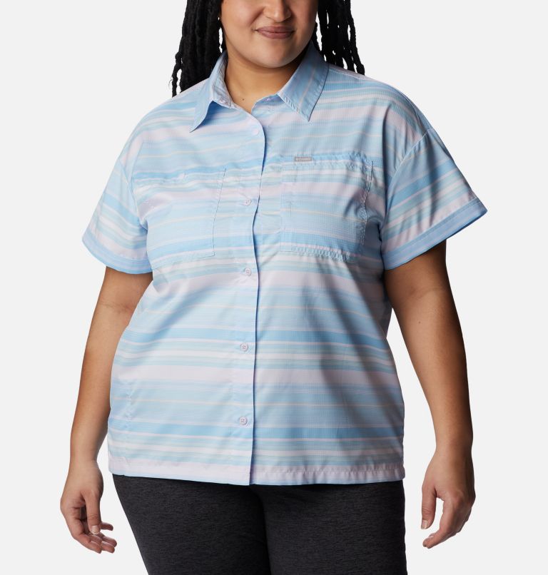Women's Silver Ridge Utility Short Sleeve Shirt - Plus Size, Color: Purple Tint, Painted Hills Stripe, image 1