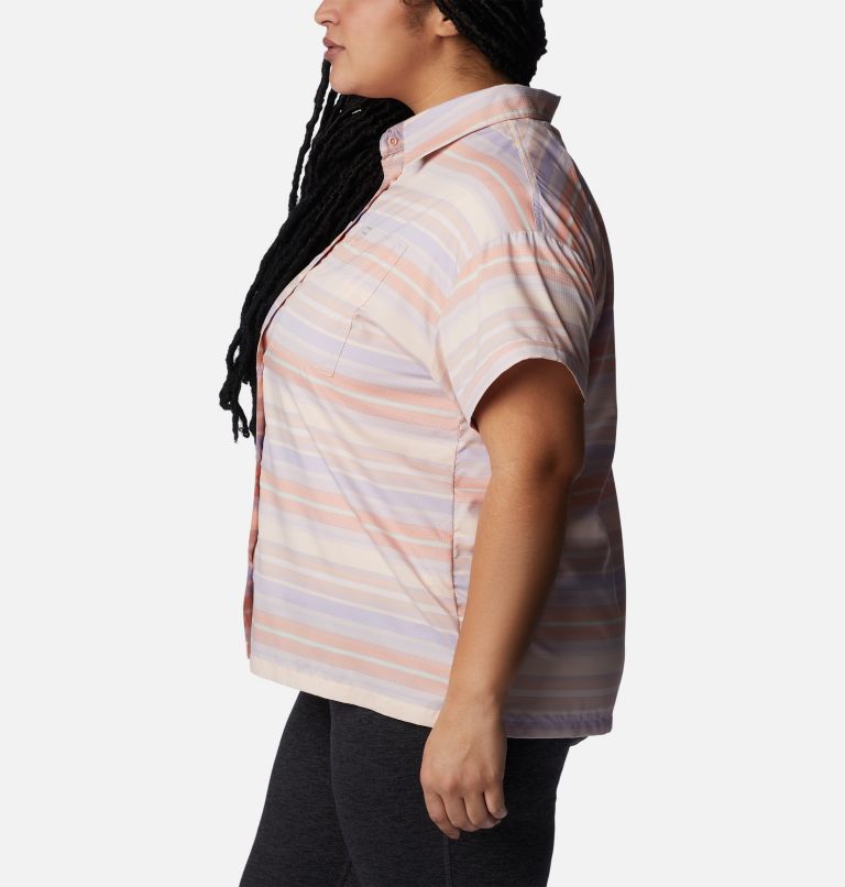 Women's Silver Ridge Utility Short Sleeve Shirt - Plus Size, Color: Peach, Painted Hills Stripe, image 3