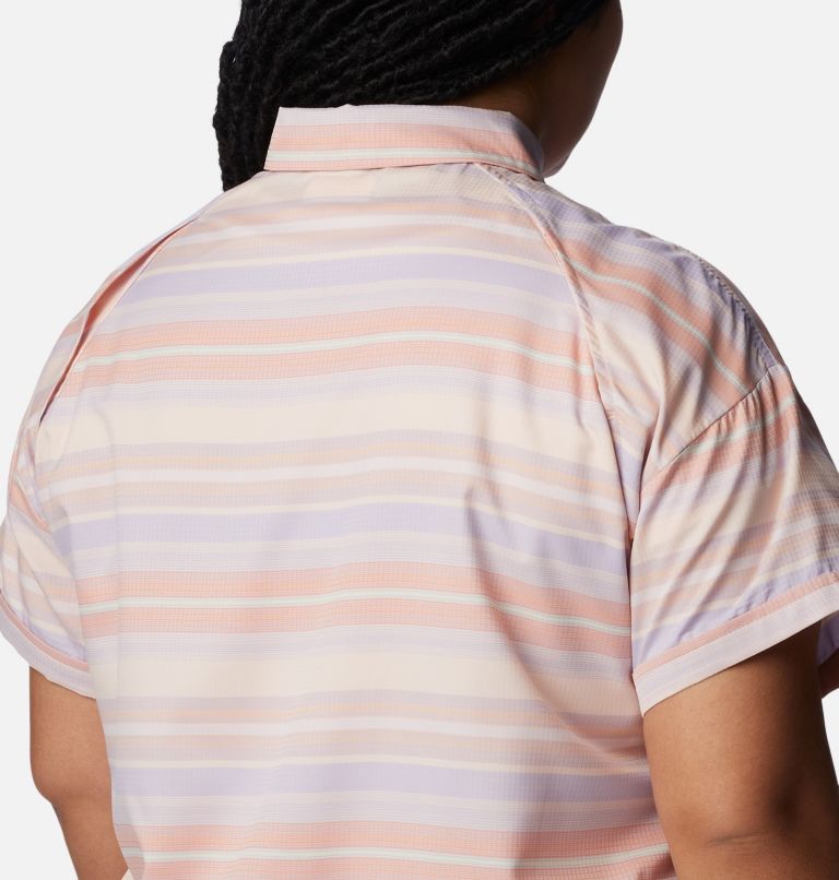 Women's Silver Ridge Utility Short Sleeve Shirt - Plus Size, Color: Peach, Painted Hills Stripe, image 5