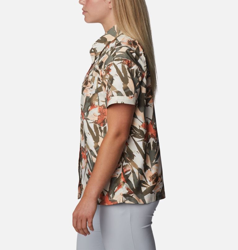 Women's Silver Ridge Utility Short Sleeve Shirt, Color: Chalk, Floriculture, image 3