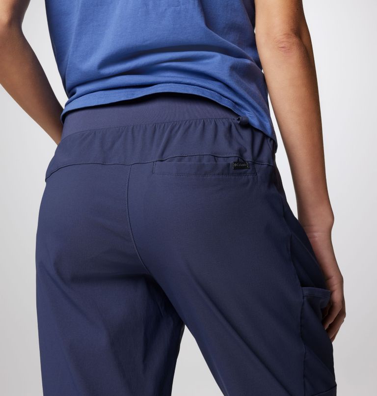 LuLulemon Women Pants 10 Solid Blue Drawstring Nylon Blend Tapered Leg