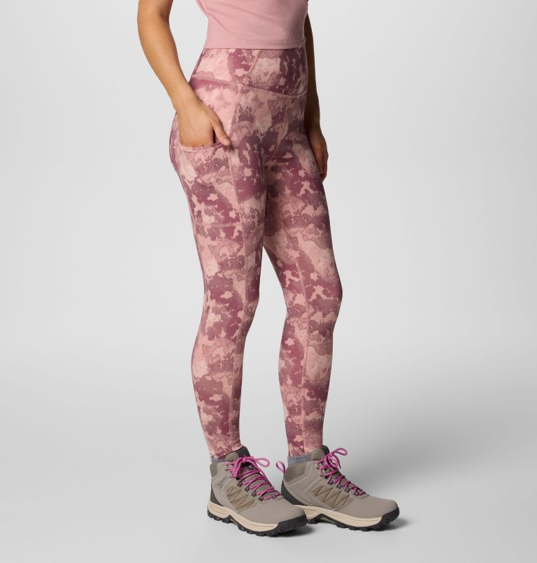 Women's Boundless Trek Leggings, Color: Eraser Pink Deco Camo, image 3