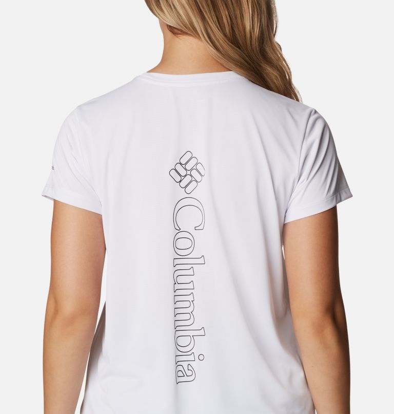 Women's Columbia Hike Techical Graphic T-Shirt, Color: White, Vertical Outline CSC Graphic, image 5