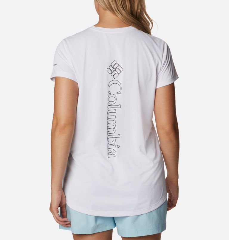Women's Columbia Hike Techical Graphic T-Shirt, Color: White, Vertical Outline CSC Graphic, image 2