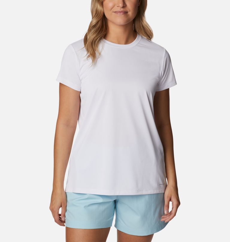 Women's Columbia Hike Techical Graphic T-Shirt, Color: White, Vertical Outline CSC Graphic, image 1