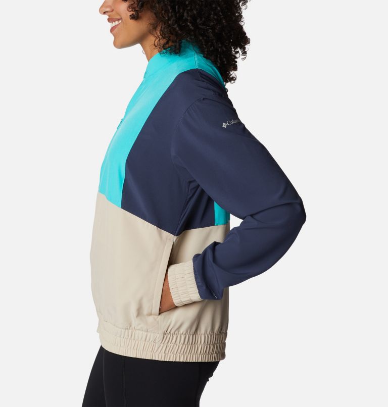 Women's Columbia Hike Jacket, Color: Ancient Fossil, Bright Aqua, Nocturnal, image 3