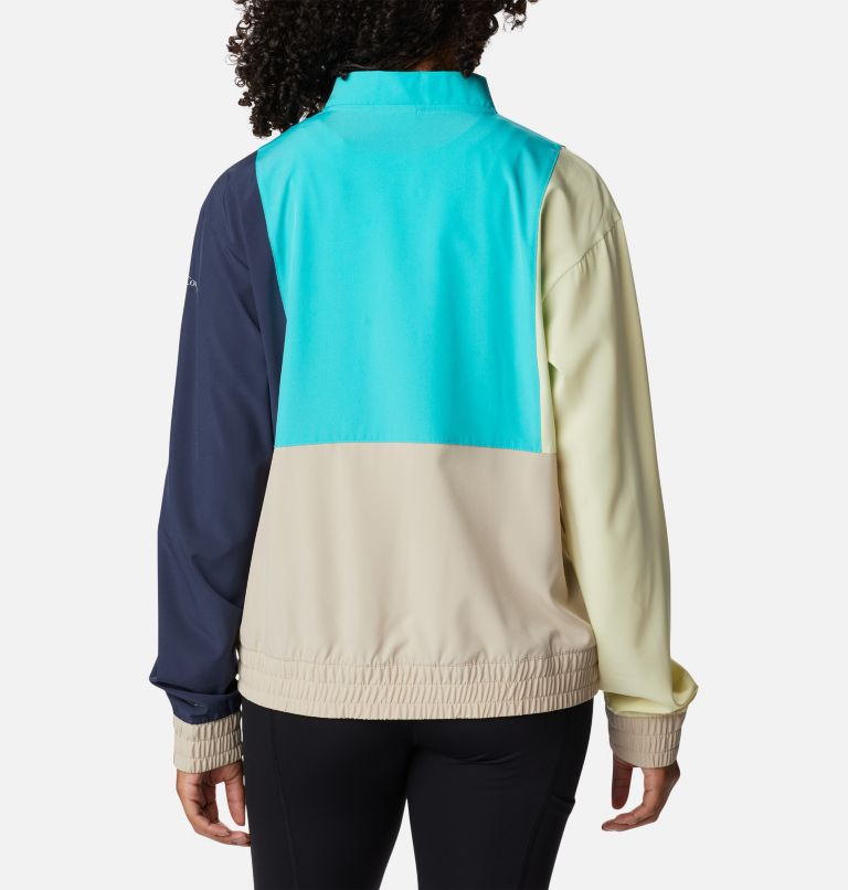 Women's Columbia Hike Jacket, Color: Ancient Fossil, Bright Aqua, Nocturnal, image 2