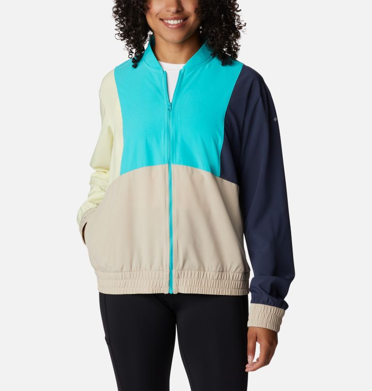 Women's Columbia Hike Jacket, Color: Ancient Fossil, Bright Aqua, Nocturnal, image 1
