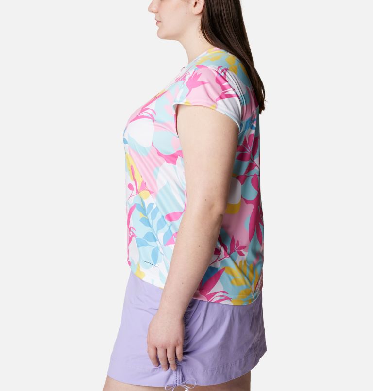 Thumbnail: Women's Summerdry Printed Shirt - Plus Size, Color: White, Floriated, image 3