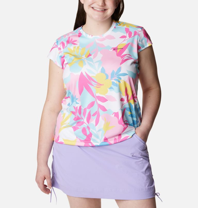 Thumbnail: Women's Summerdry Printed Shirt - Plus Size, Color: White, Floriated, image 1