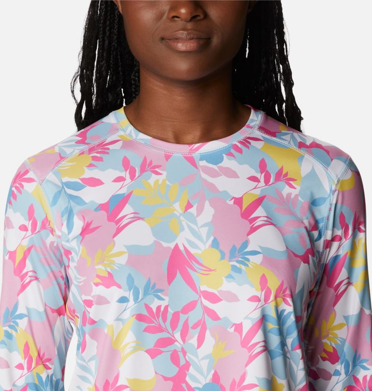Women's Summerdry Long Sleeve Printed Shirt, Color: White, Floriated, image 4