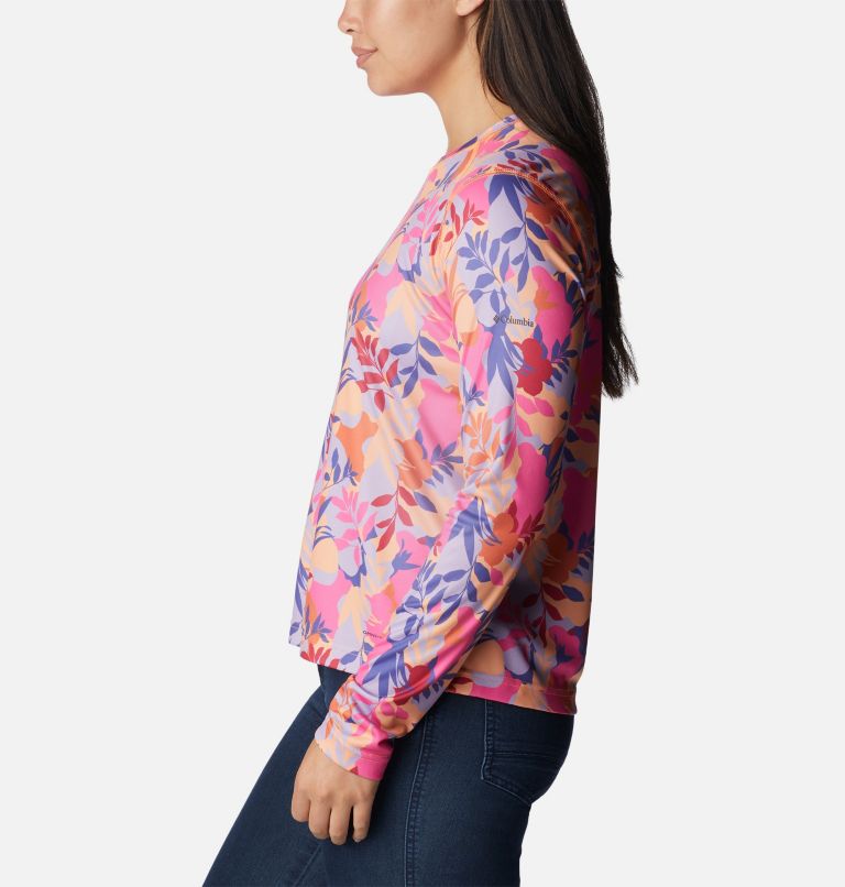 Thumbnail: Women's Summerdry Long Sleeve Printed Shirt, Color: Wild Geranium, Floriated, image 3