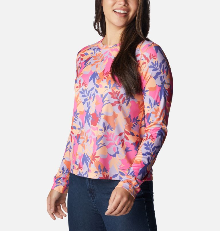 Thumbnail: Women's Summerdry Long Sleeve Printed Shirt, Color: Wild Geranium, Floriated, image 5