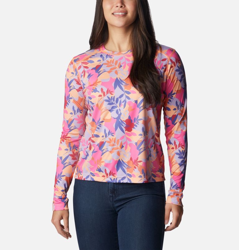 Thumbnail: Women's Summerdry Long Sleeve Printed Shirt, Color: Wild Geranium, Floriated, image 1