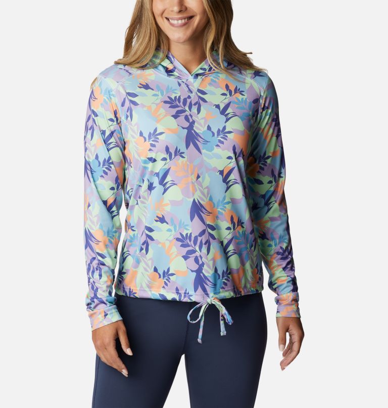 Thumbnail: Women's Summerdry Long Sleeve Printed Hoodie, Color: Frosted Purple, Floriated, image 1