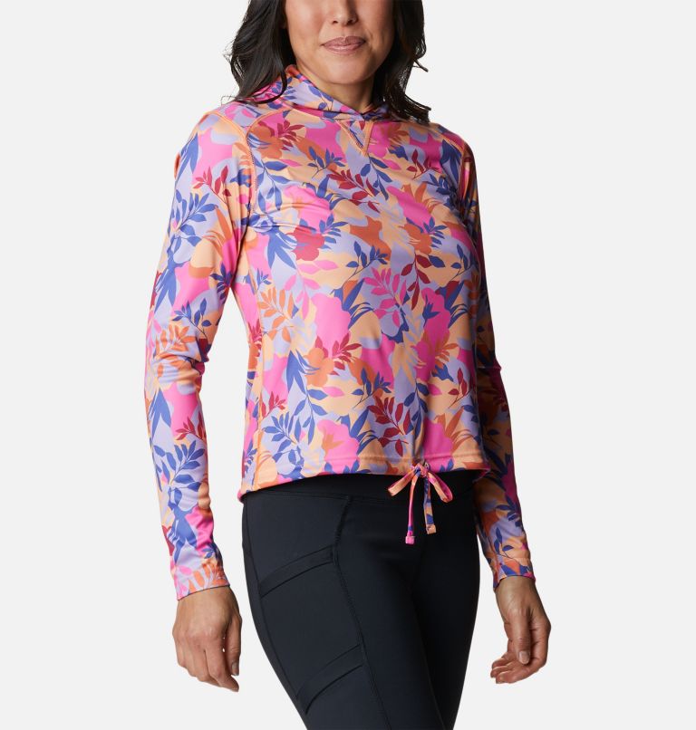 Women's Summerdry Long Sleeve Printed Hoodie, Color: Wild Geranium, Floriated, image 5