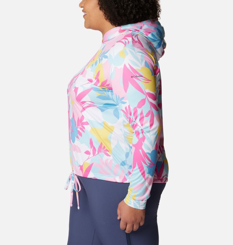 Thumbnail: Summerdry LS Printed Hoodie | 101 | 2X, Color: White, Floriated, image 3
