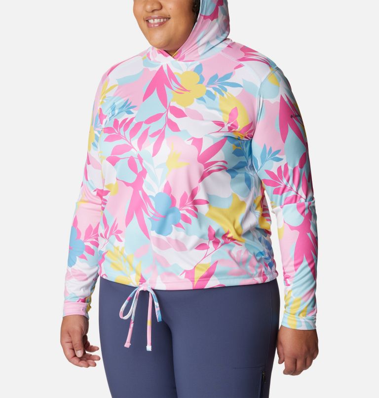 Thumbnail: Summerdry LS Printed Hoodie | 101 | 2X, Color: White, Floriated, image 5