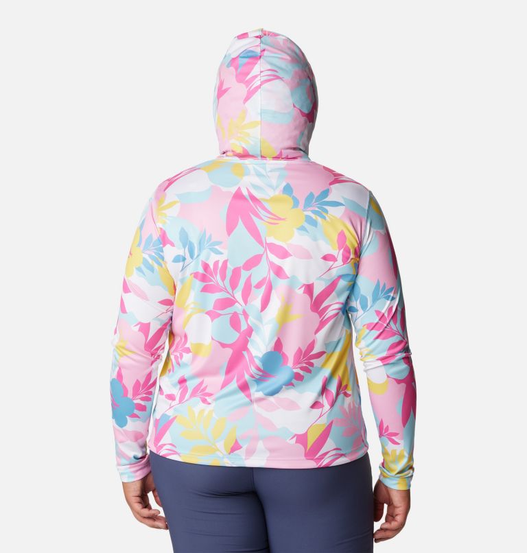 Thumbnail: Summerdry LS Printed Hoodie | 101 | 3X, Color: White, Floriated, image 2
