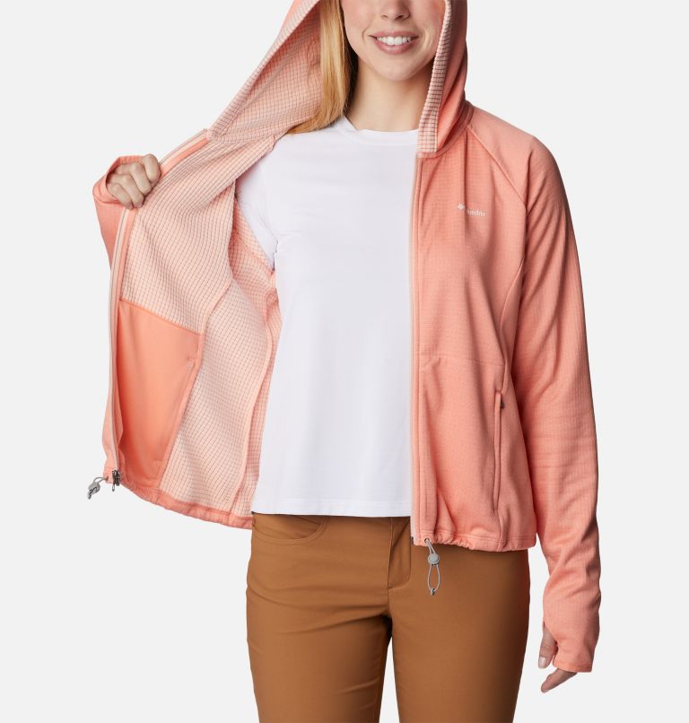 Thumbnail: Women's Boundless Trek Grid Fleece, Color: Summer Peach Heather, Peach Blossom, image 5