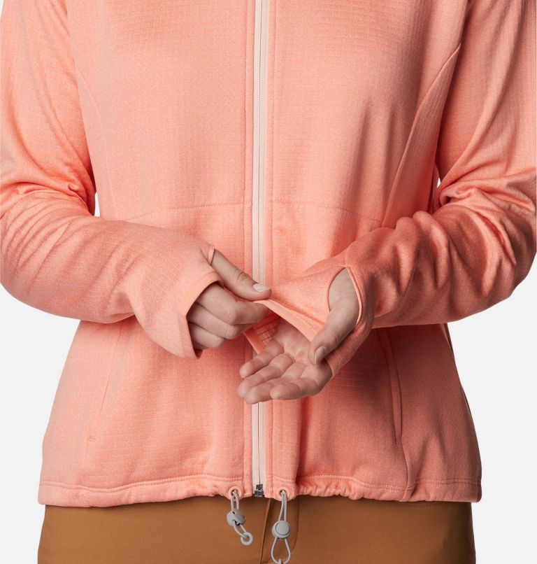 Thumbnail: Women's Boundless Trek Grid Fleece, Color: Summer Peach Heather, Peach Blossom, image 7