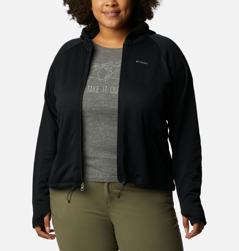 Women’s Boundless Trek Grid Fleece Jacket - Plus Size, Color: Black Heather, image 8