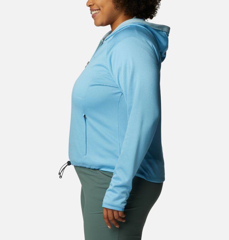Women’s Boundless Trek Grid Fleece Jacket - Plus Size, Color: Vista Blue Heather, Spring Blue, image 3
