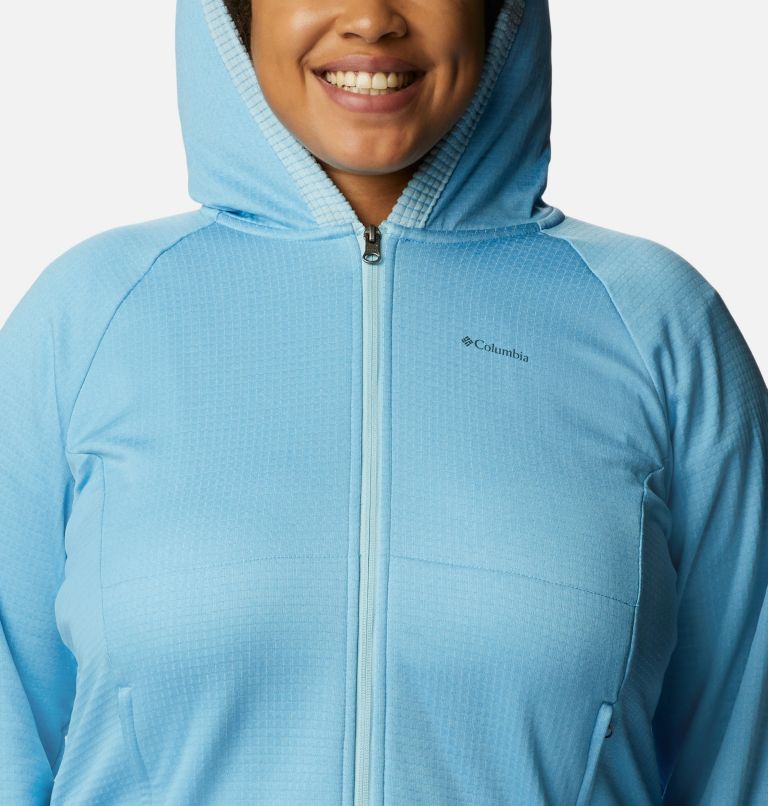 Thumbnail: Women’s Boundless Trek Grid Fleece Jacket - Plus Size, Color: Vista Blue Heather, Spring Blue, image 4