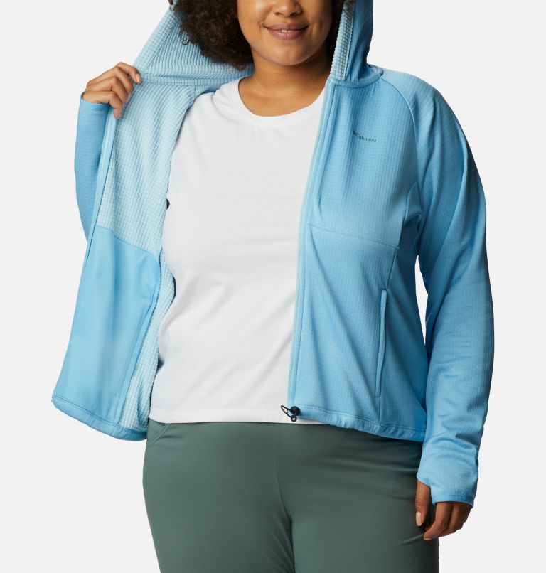 Thumbnail: Women’s Boundless Trek Grid Fleece - Plus Size, Color: Vista Blue Heather, Spring Blue, image 5