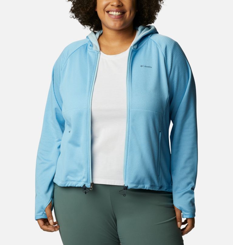 Thumbnail: Women’s Boundless Trek Grid Fleece - Plus Size, Color: Vista Blue Heather, Spring Blue, image 8