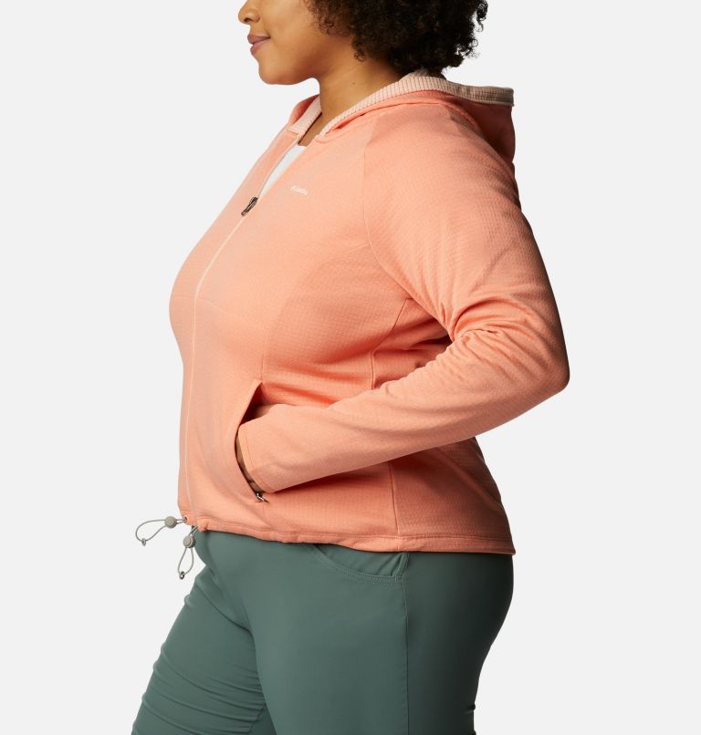 Thumbnail: Women’s Boundless Trek Grid Fleece Jacket - Plus Size, Color: Summer Peach Heather, Peach Blossom, image 3