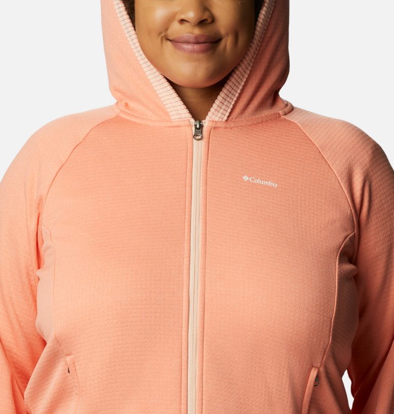 Women’s Boundless Trek Grid Fleece Jacket - Plus Size, Color: Summer Peach Heather, Peach Blossom, image 4