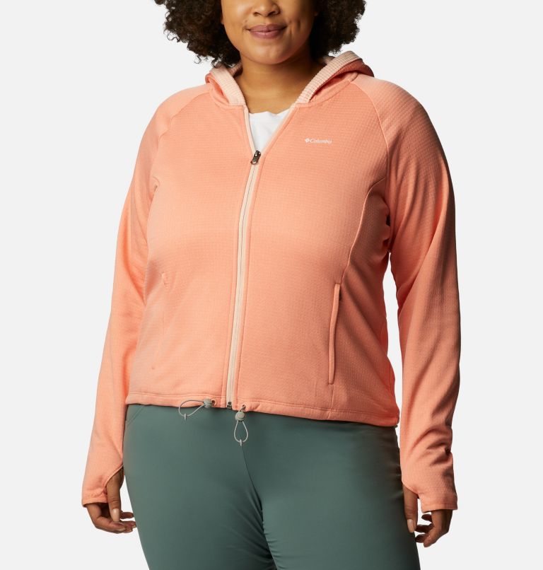 Women’s Boundless Trek Grid Fleece Jacket - Plus Size, Color: Summer Peach Heather, Peach Blossom, image 1
