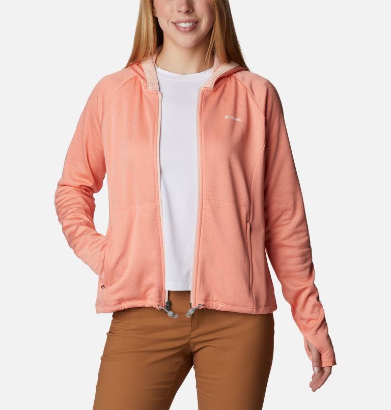 Boundless Trek Grid Fleece | 828 | XS, Color: Summer Peach Heather, Peach Blossom, image 8