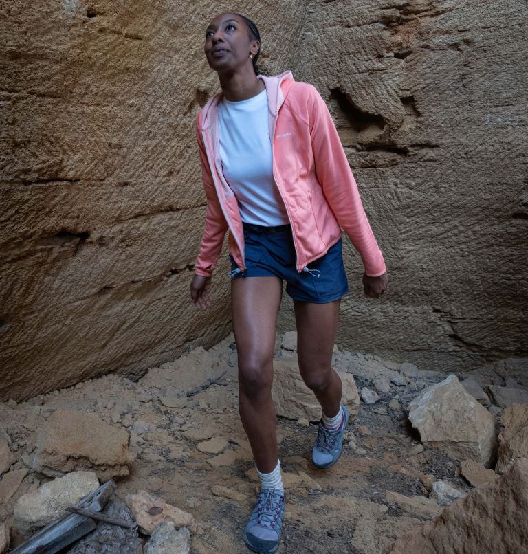 Boundless Trek Grid Fleece | 828 | XS, Color: Summer Peach Heather, Peach Blossom, image 11