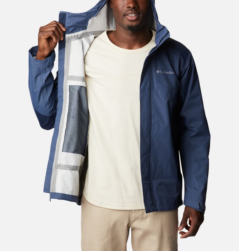 Thumbnail: Men's Discovery Point Rain Shell Jacket, Color: Dark Mountain, Collegiate Navy, image 5