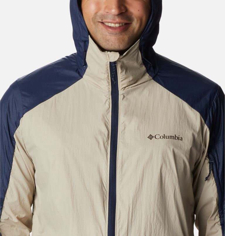 Men's Loop Trail Windbreaker, Color: Ancient Fossil, Collegiate Navy, image 4