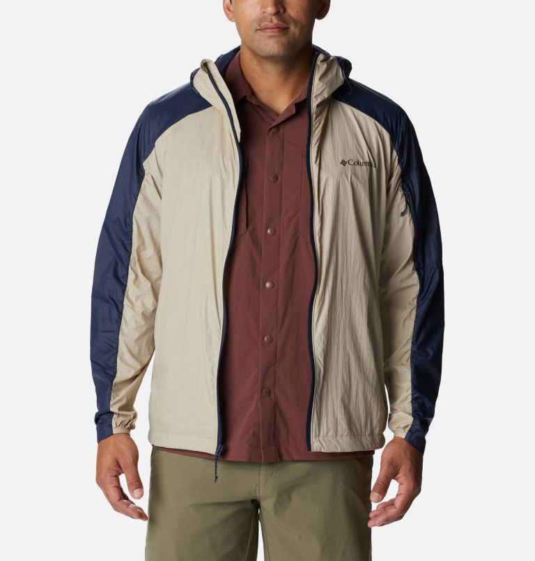 Men's Loop Trail Windbreaker, Color: Ancient Fossil, Collegiate Navy, image 8