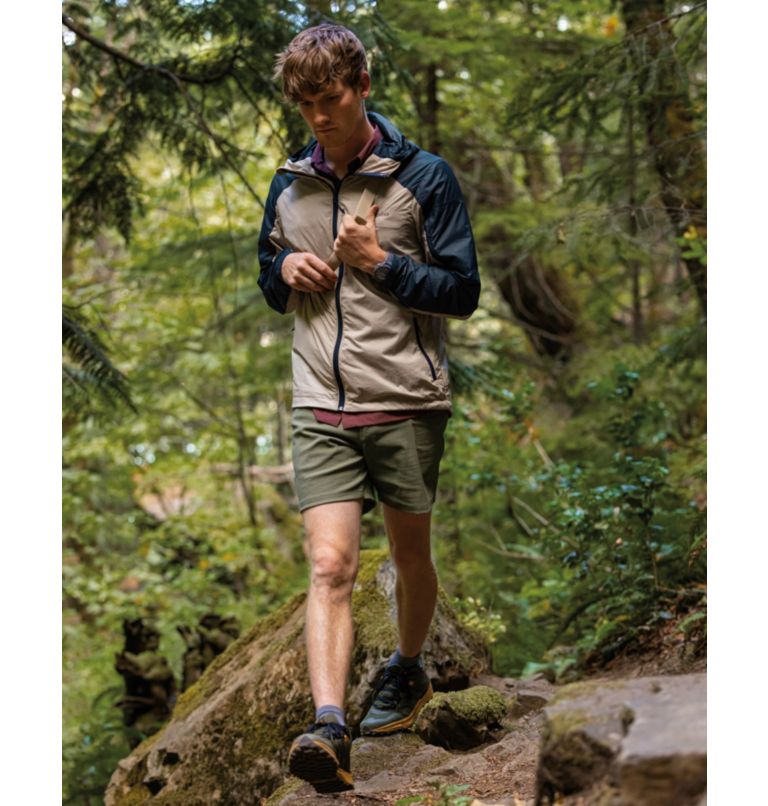 Men's Loop Trail Windbreaker, Color: Ancient Fossil, Collegiate Navy, image 12