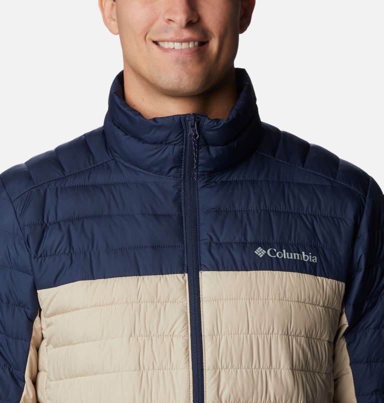 Men's Silver Falls Jacket, Color: Ancient Fossil, Collegiate Navy, image 4