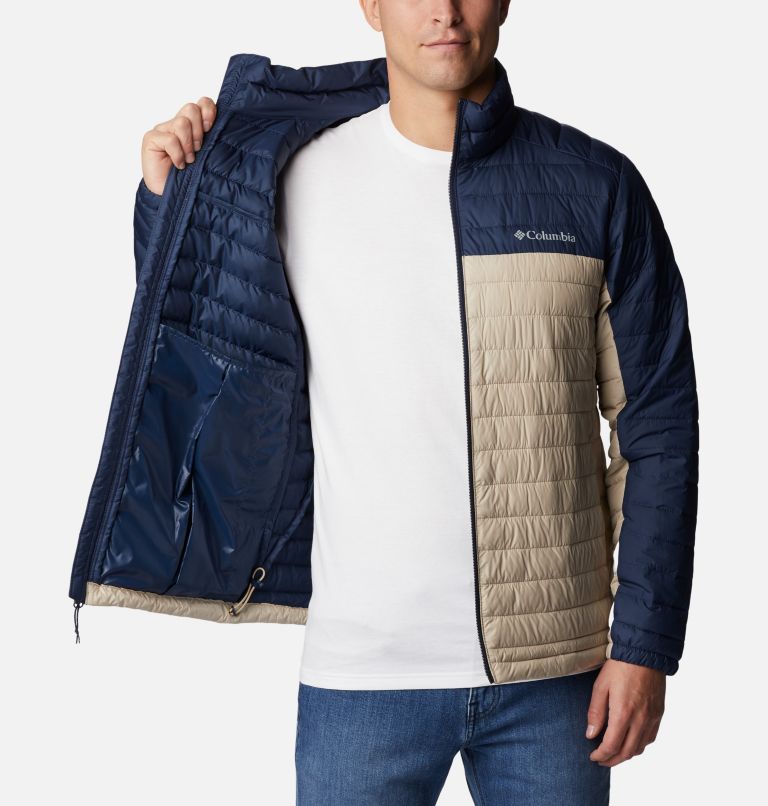 Men's Silver Falls Jacket, Color: Ancient Fossil, Collegiate Navy, image 5