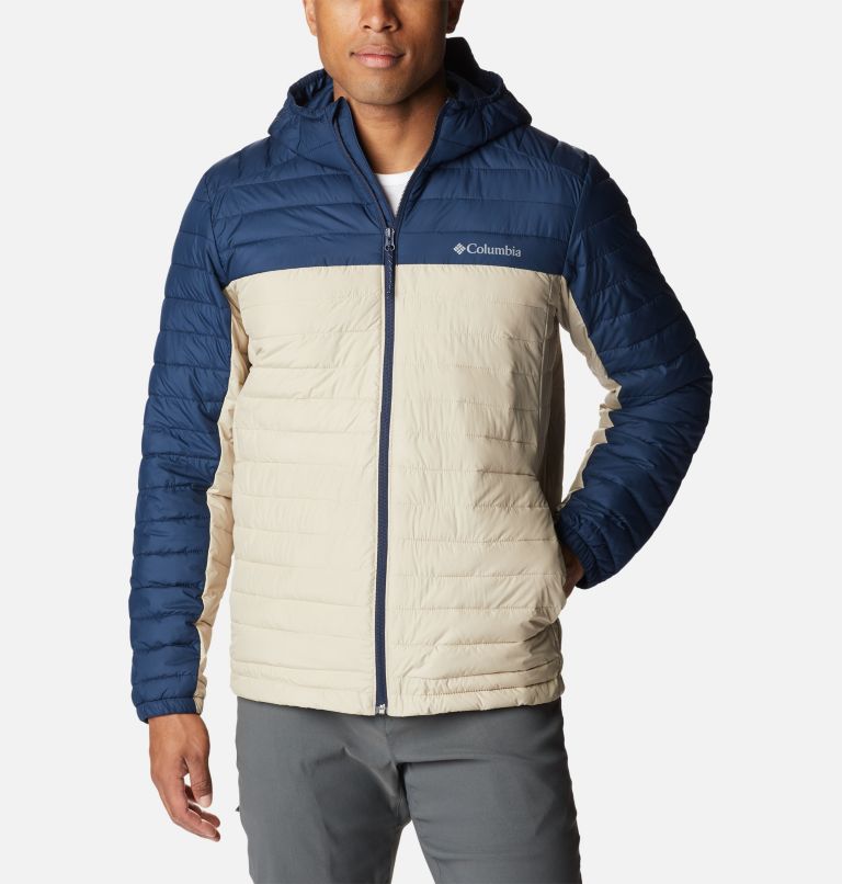 Men's Silver Falls Hooded Jacket, Color: Ancient Fossil, Collegiate Navy, image 1